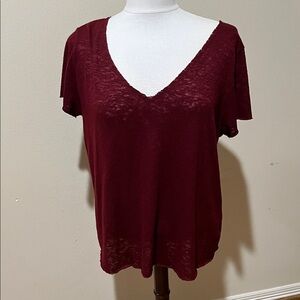 Project Social T Deep Red V-Neck Blouse